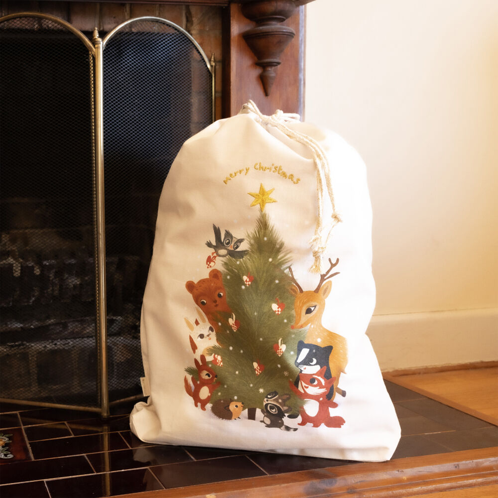 Fabelab Christmas Woodland Sack String Bag Xmas Decoration 50x60cm Large