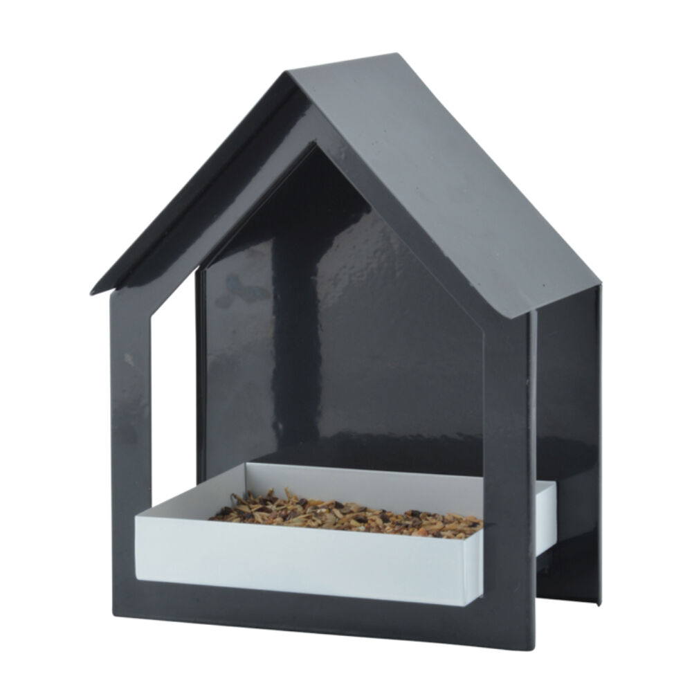 Esschert Design Wall Mounted Bird Feeder Garden & Outdoor Decor Dark Grey/White