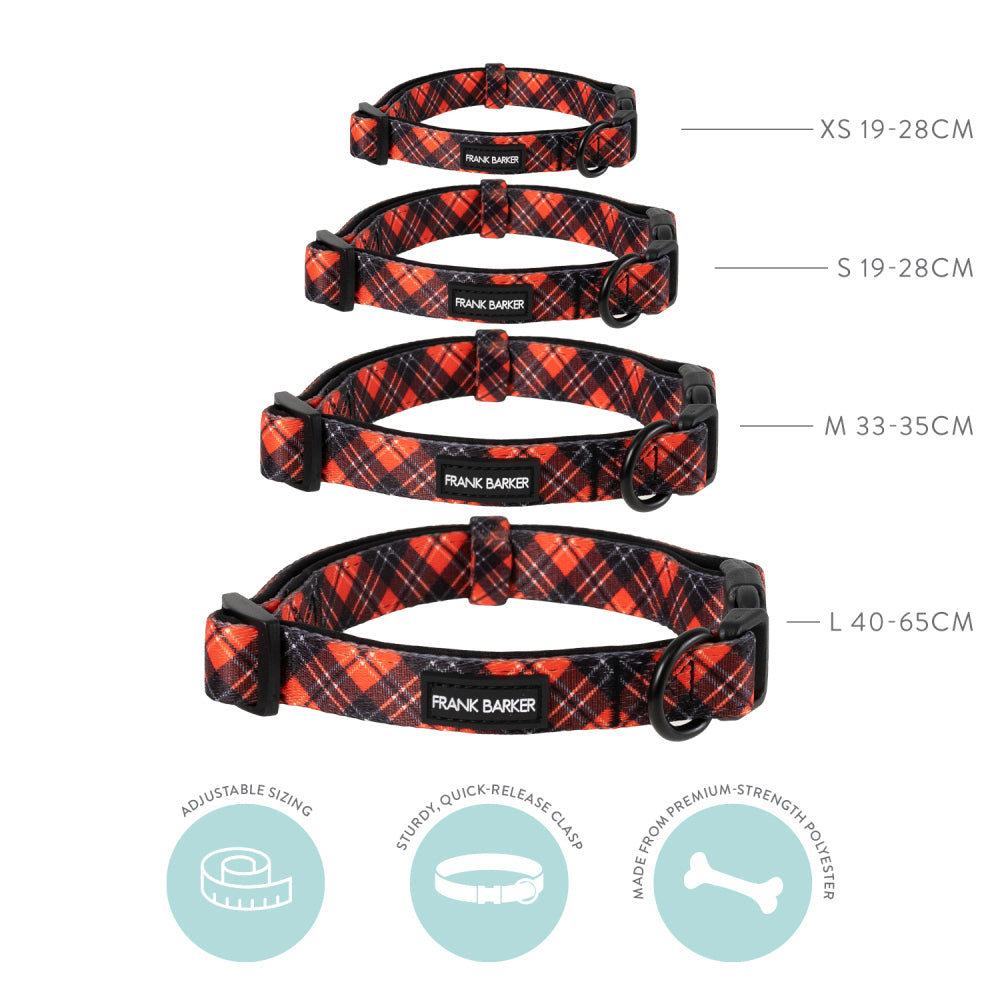 8PK Frank Barker Tartan Pet/Dog Collar Small - Red/Black