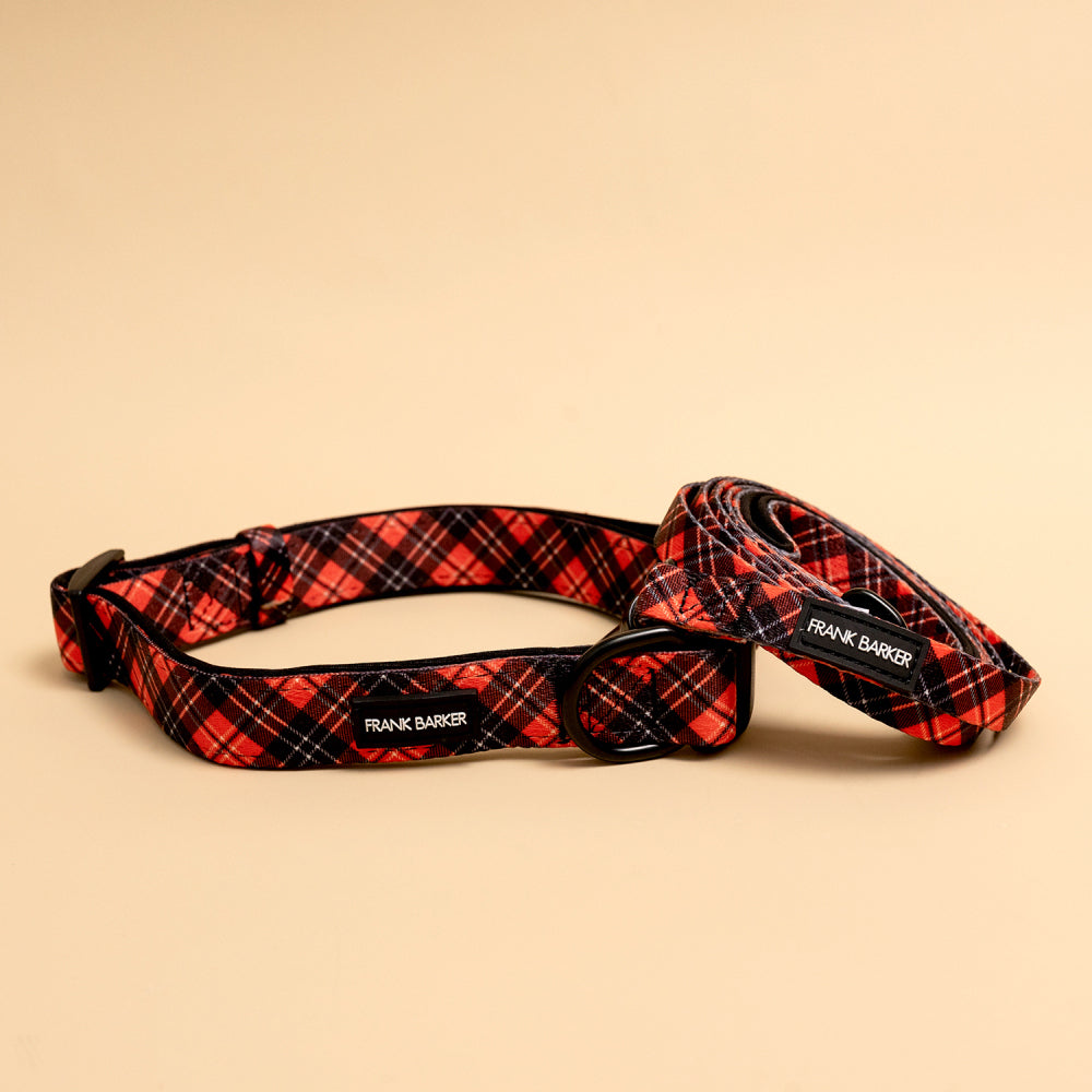 8PK Frank Barker Tartan Pet/Dog Collar Small - Red/Black