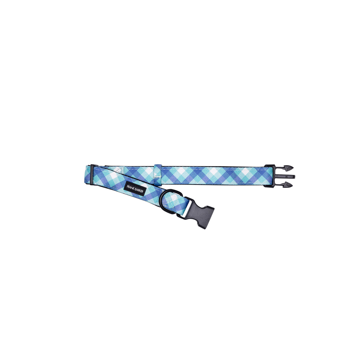 2PK Splosh Frank Barker XS Teal Gingham Dog Collar Adjustable 19-28cm