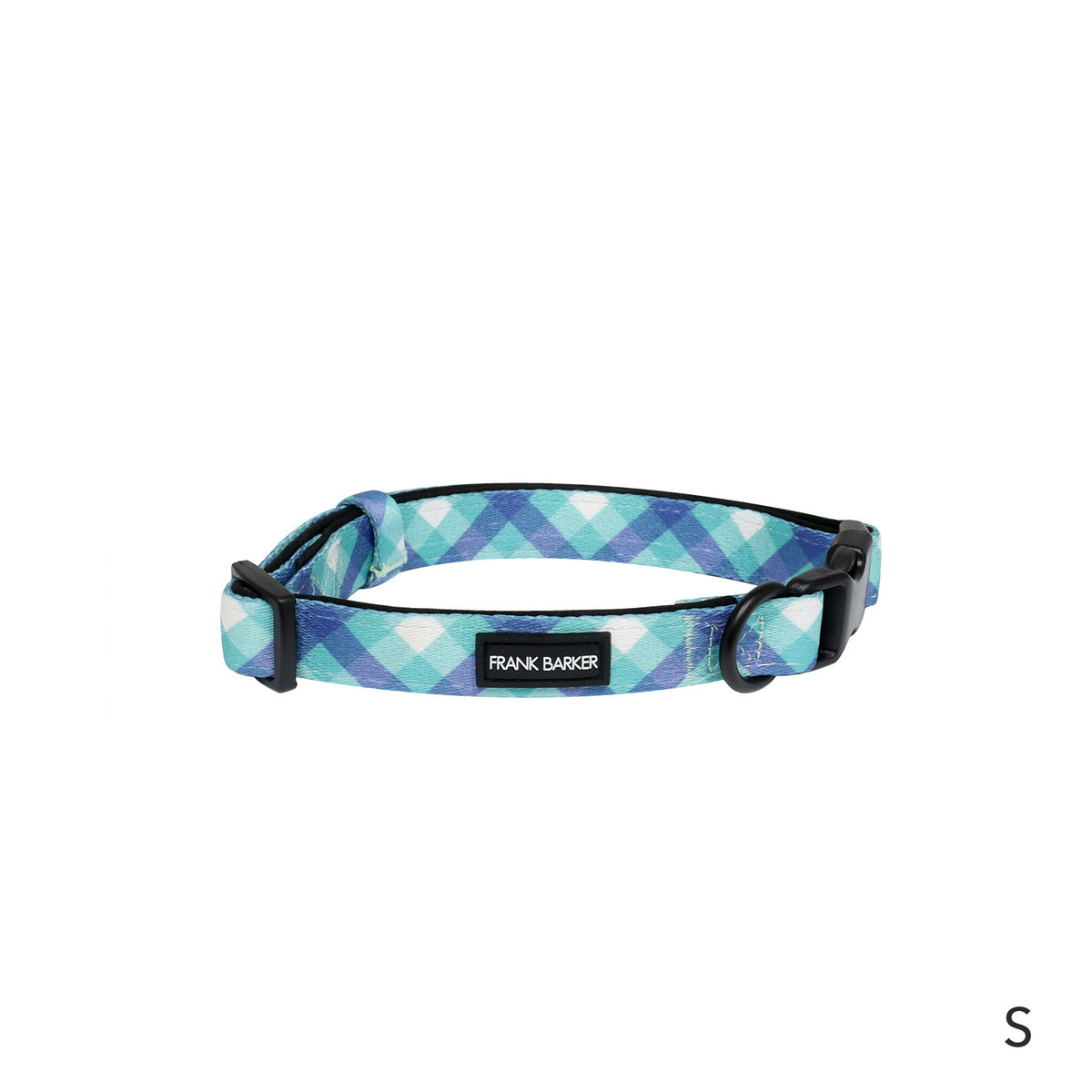 2PK Splosh Frank Barker S Teal Gingham Dog Collar Adjustable 25-40cm
