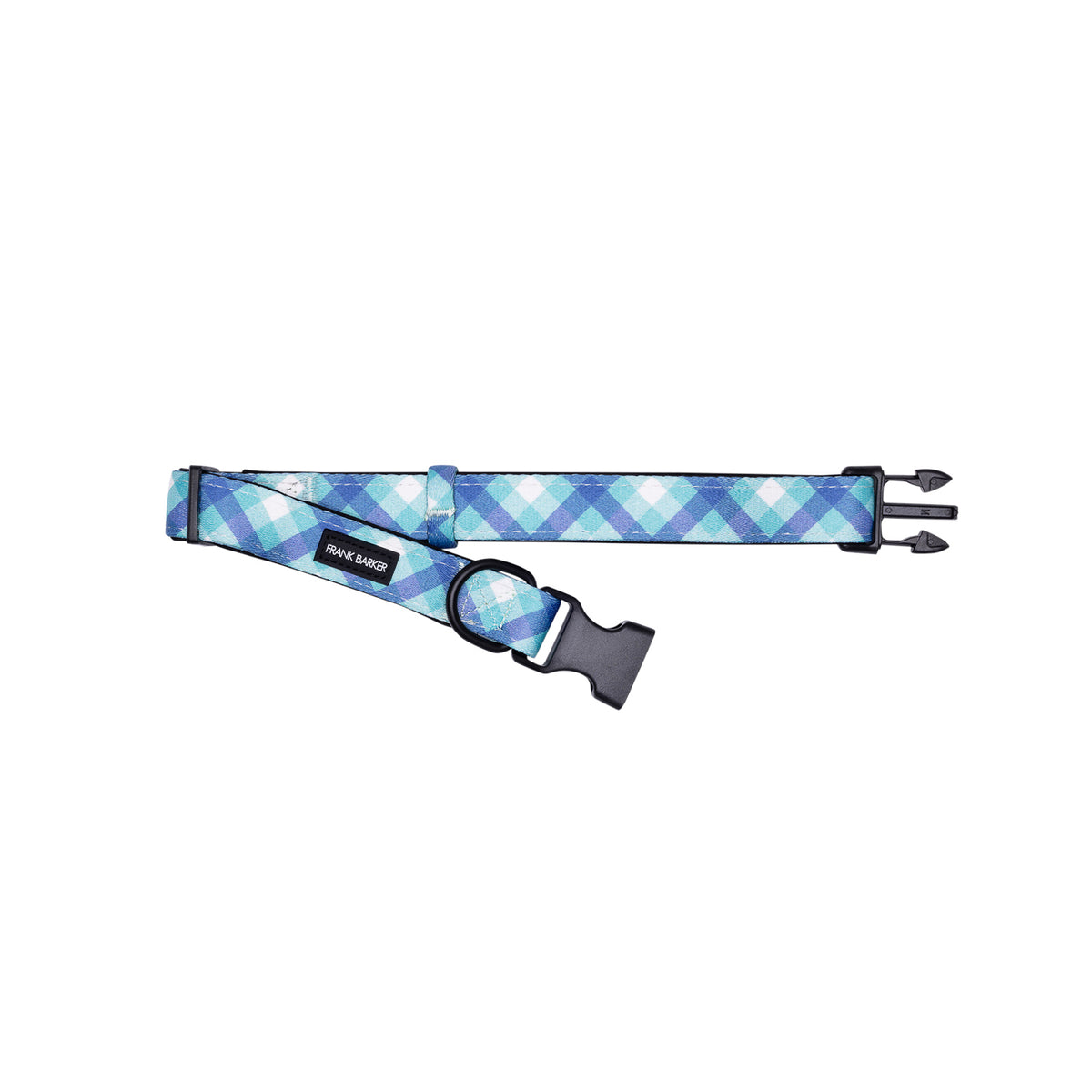 2PK Splosh Frank Barker S Teal Gingham Dog Collar Adjustable 25-40cm