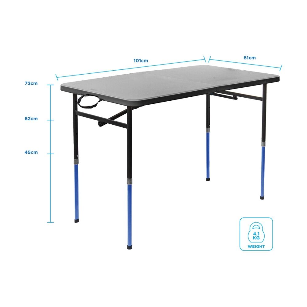 Quest Outdoors Handy 100 Folding Table Height Adjustable Camping 101x61cm