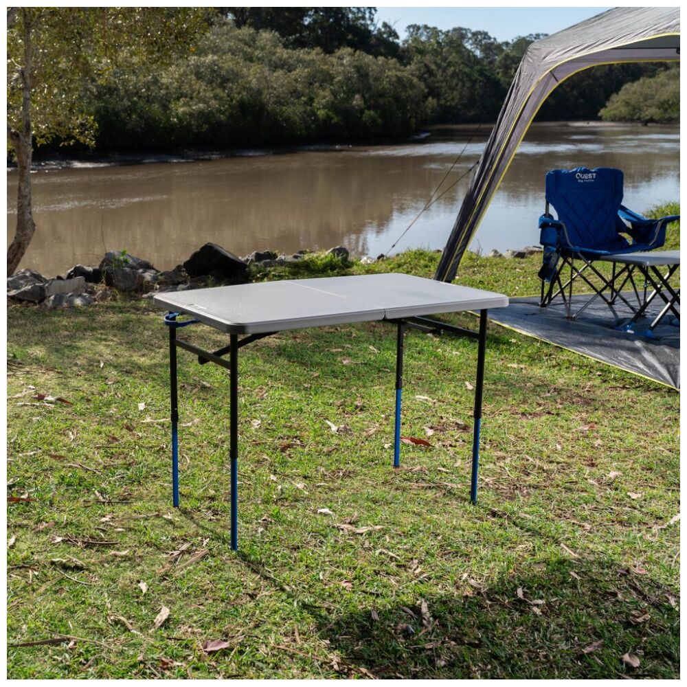 Quest Outdoors Handy 100 Folding Table Height Adjustable Camping 101x61cm