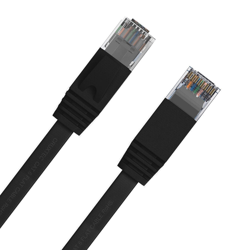6PK Cruxtec CAT6 UTP Flat Ethernet Network Cable 1000Mbps RJ45 1m Black