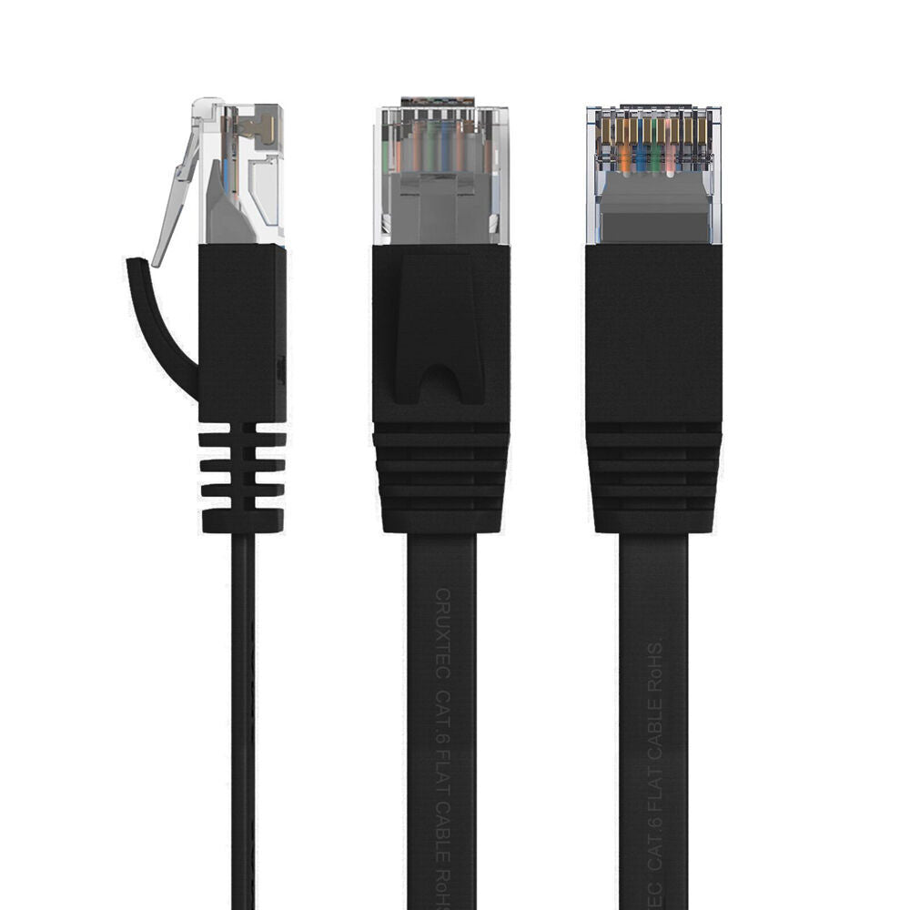 6PK Cruxtec CAT6 UTP Flat Ethernet Network Cable 1000Mbps RJ45 1m Black