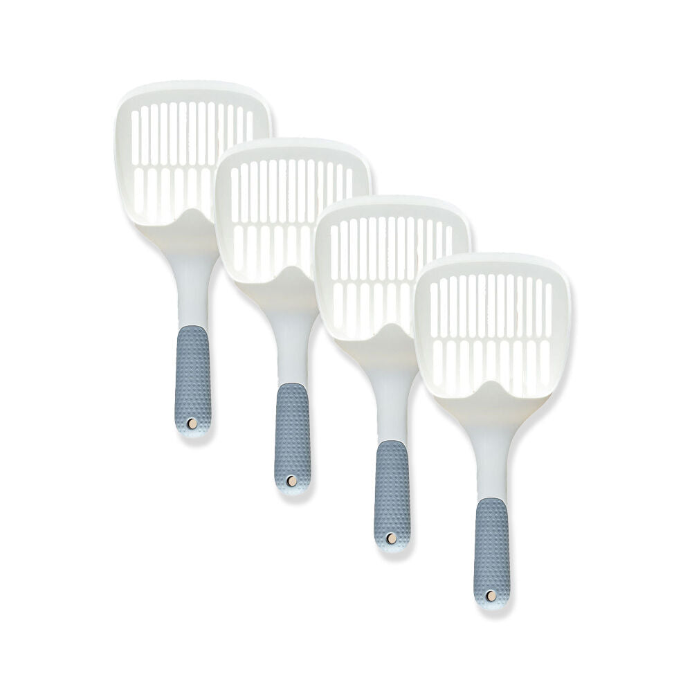 4PK Freecat Jumbo Sized Rust Proof Pet Cat Litter Shovel Scoop White/Blue
