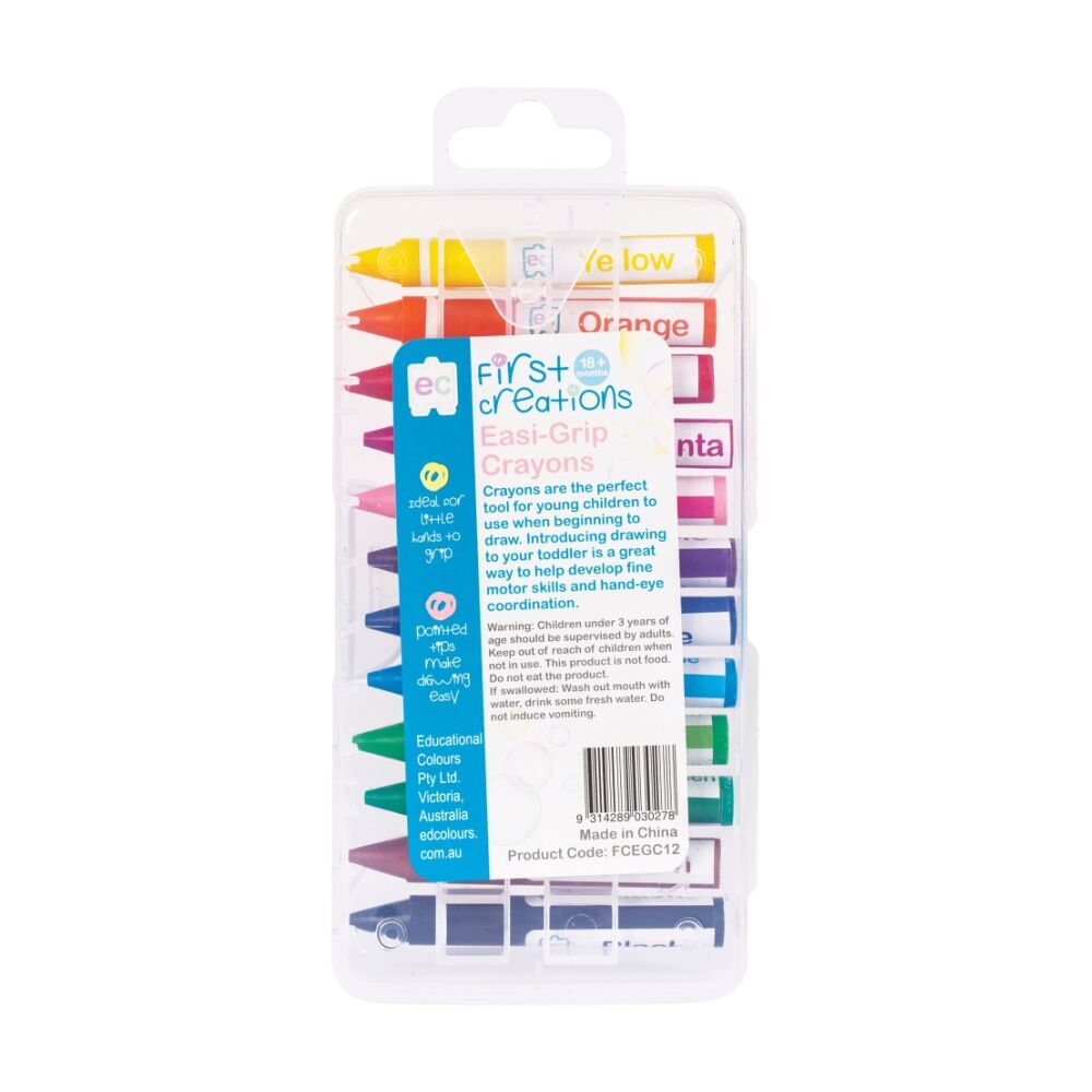3x 12pc First Creations Easi-Grip Crayons Non-Toxic Kids Arts & Crafts 18m+