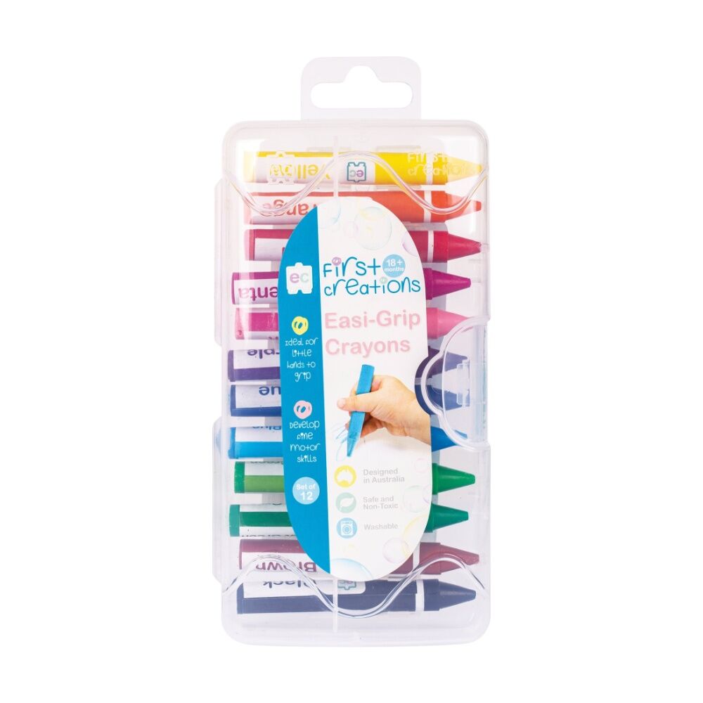 3x 12pc First Creations Easi-Grip Crayons Non-Toxic Kids Arts & Crafts 18m+