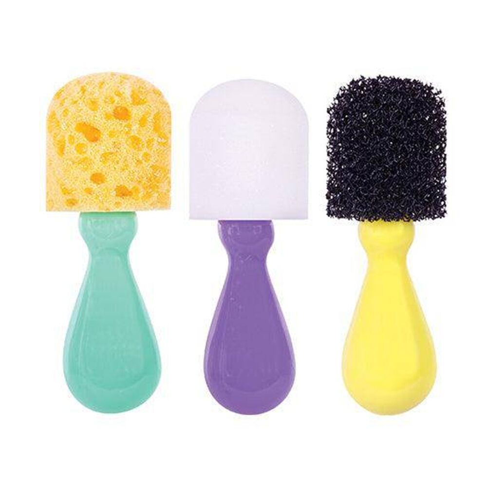 3x 3pc First Creations Texture Brushes Easi-Grip Foam Handles Kids Craft Toy 36m+