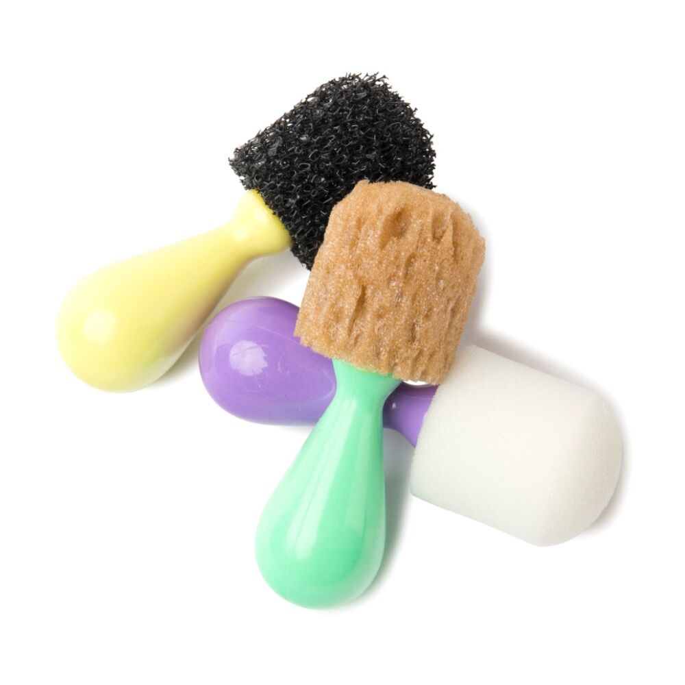 3x 3pc First Creations Texture Brushes Easi-Grip Foam Handles Kids Craft Toy 36m+