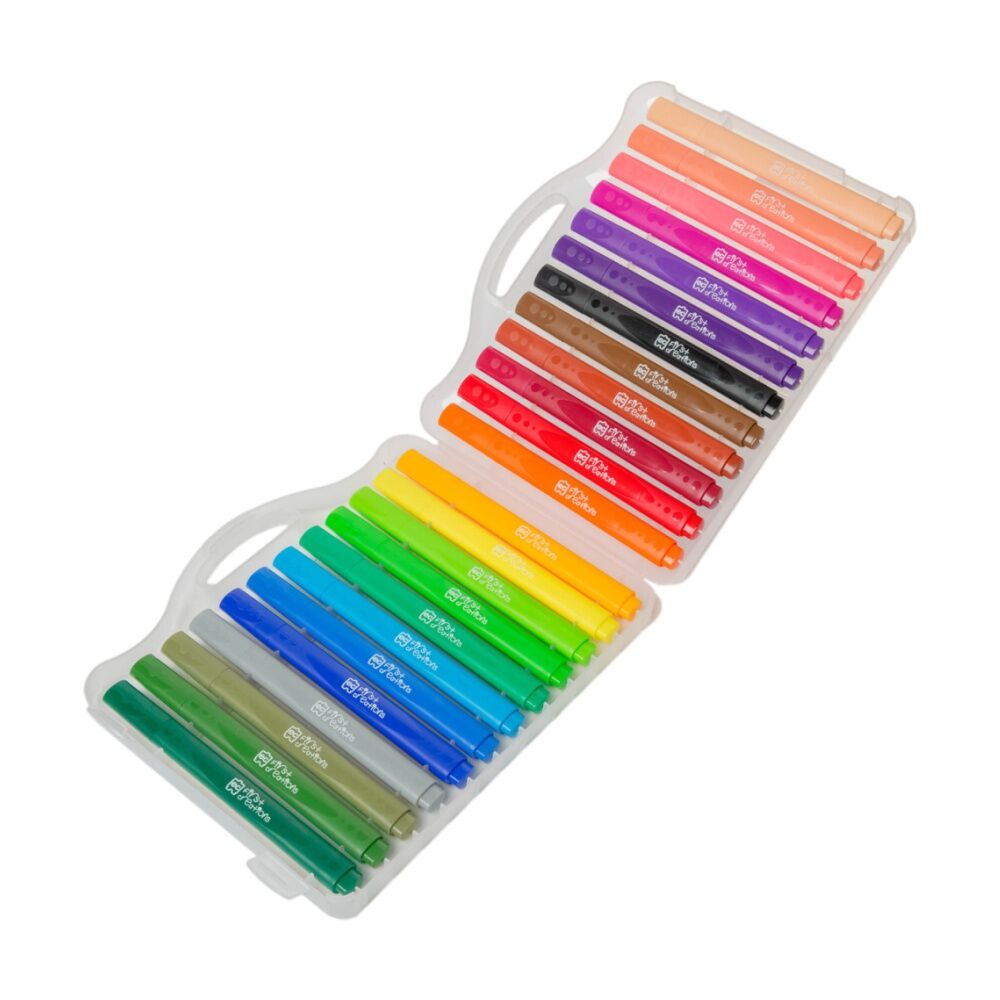 24pc First Creations Easi-Grip Triangular Markers Non-Toxic w/Case Kids 36m+