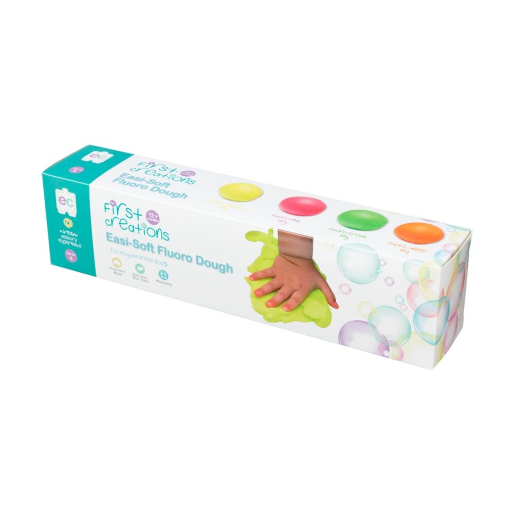 2x 4pc First Creations Easi-Soft Fluoro Dough Modelling Clay Non-Toxic 80g 12m+