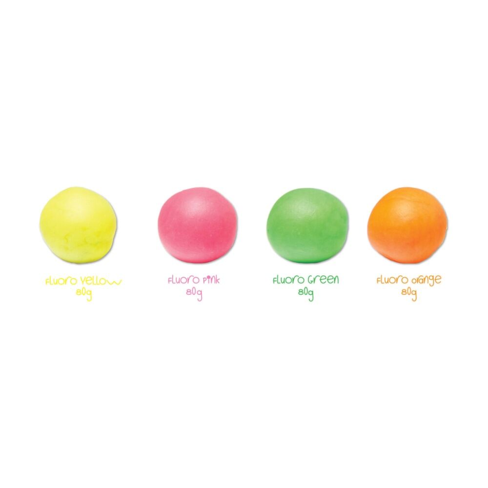 2x 4pc First Creations Easi-Soft Fluoro Dough Modelling Clay Non-Toxic 80g 12m+