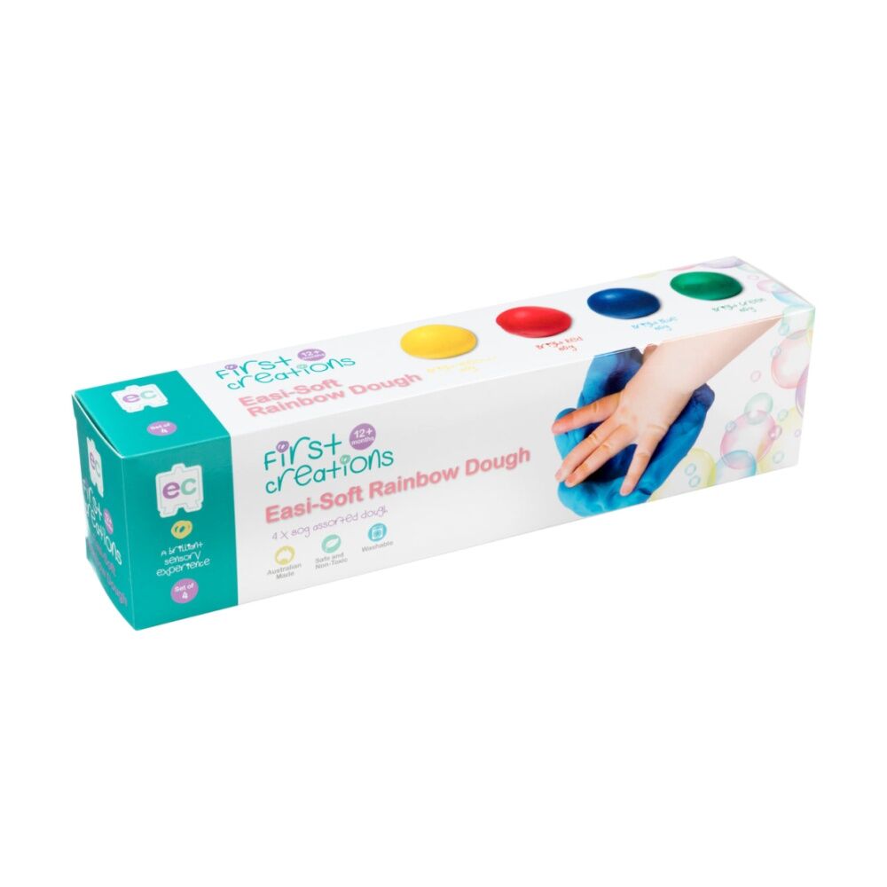 2x 4pc First Creations Easi-Soft Rainbow Dough Modelling Clay Non-Toxic 80g 12m+