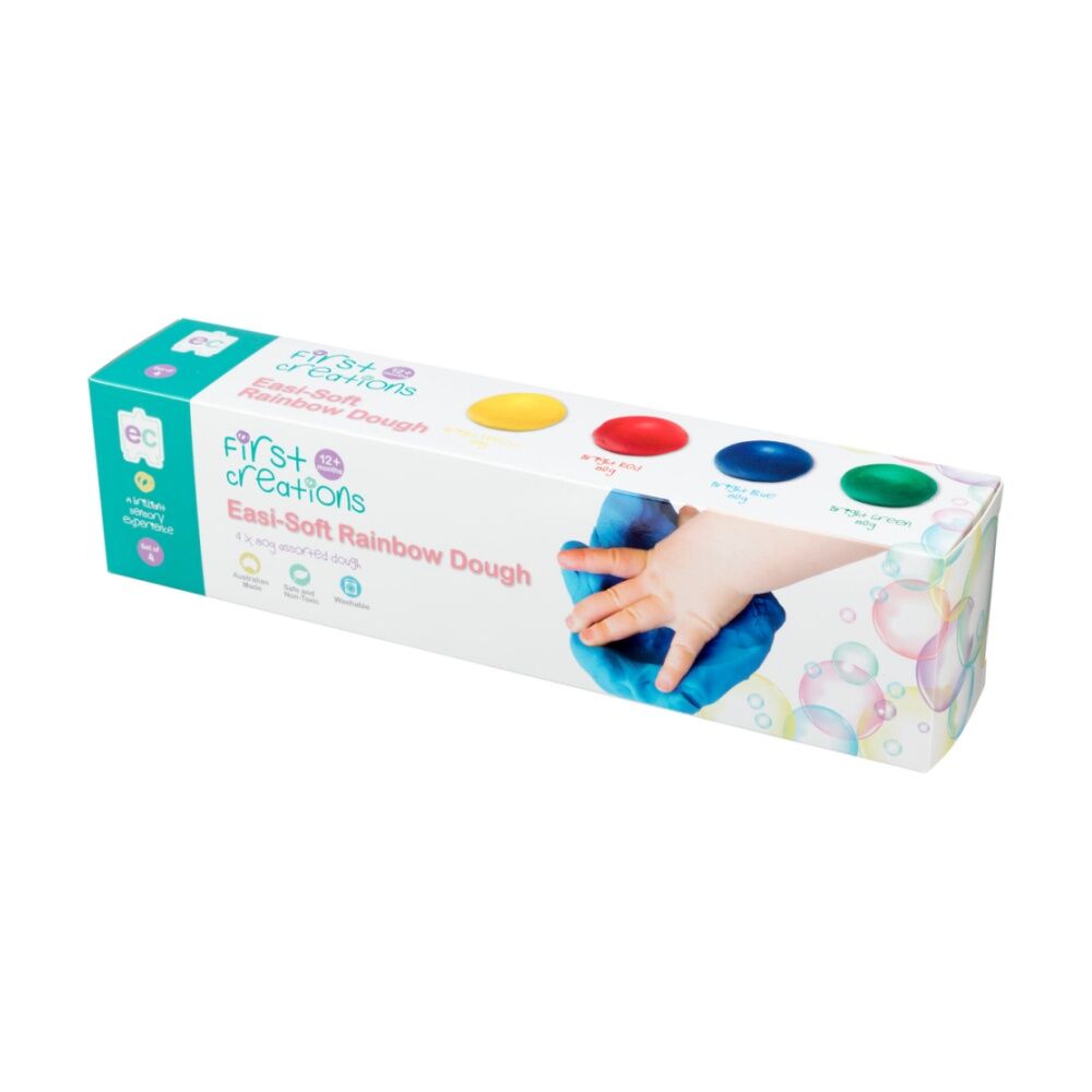 2x 4pc First Creations Easi-Soft Rainbow Dough Modelling Clay Non-Toxic 80g 12m+