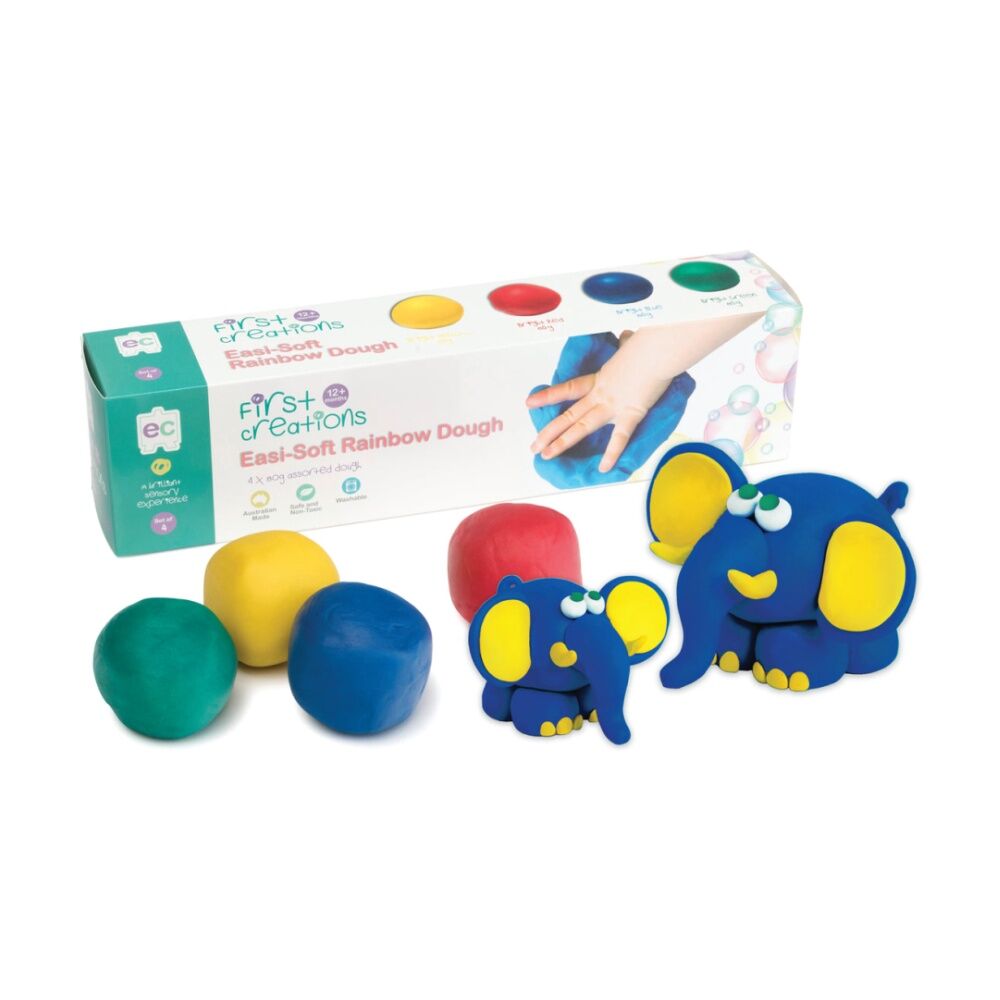 2x 4pc First Creations Easi-Soft Rainbow Dough Modelling Clay Non-Toxic 80g 12m+