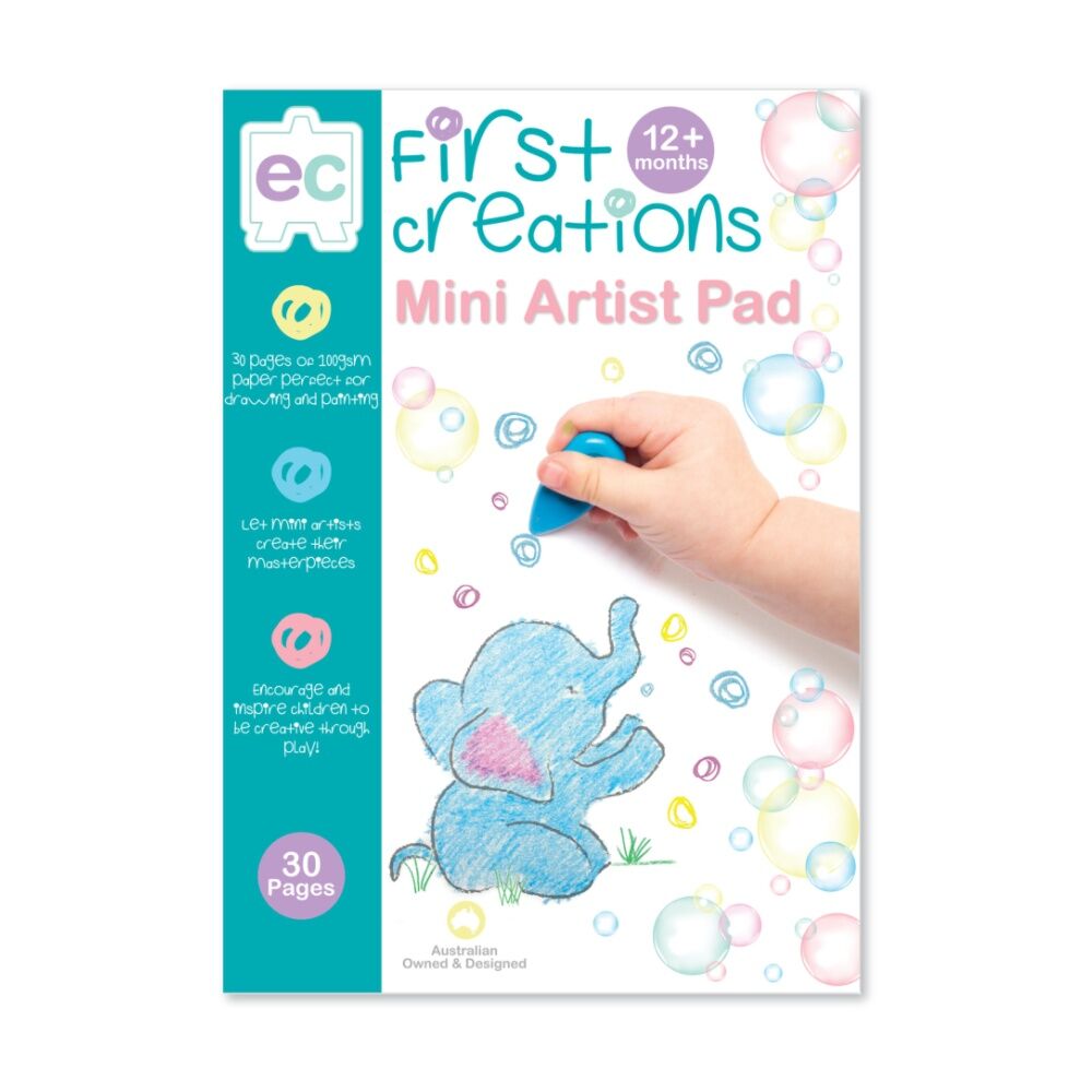 6PK First Creations Mini Artist Pad 100gsm Art Paper Kids Crafts 30 Pages 12m+