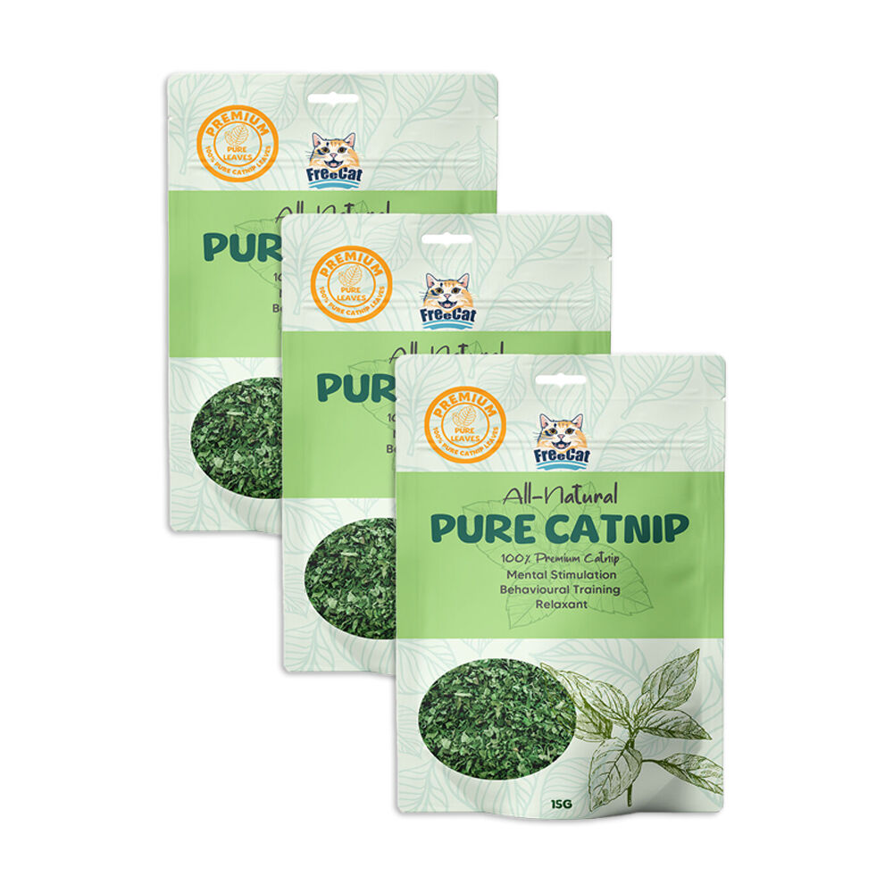 3PK Freecat Sealed Premium All Natural 100% Pure Catnip Pet Cat Food Treats 15g