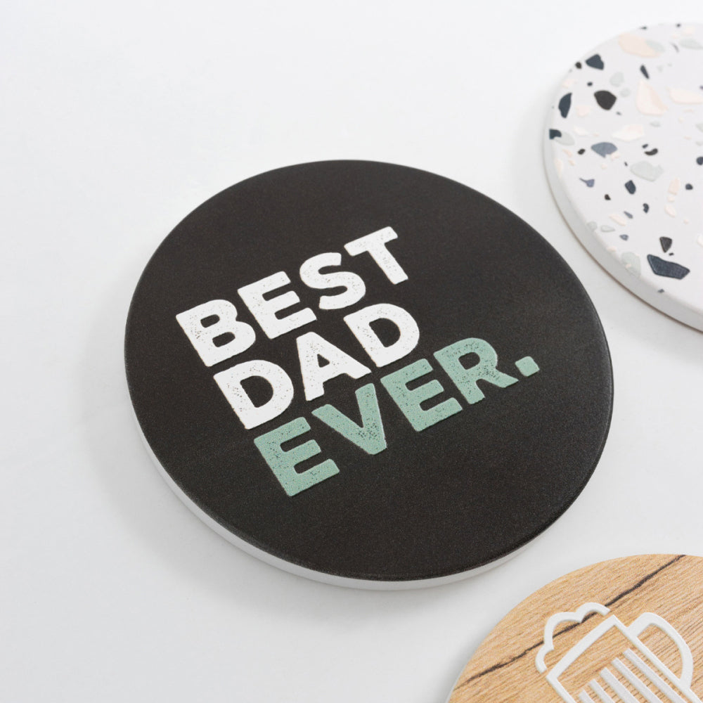 8PK Splosh Fathers Day 10.5cm Ceramic Best Dad Ever Coaster Round