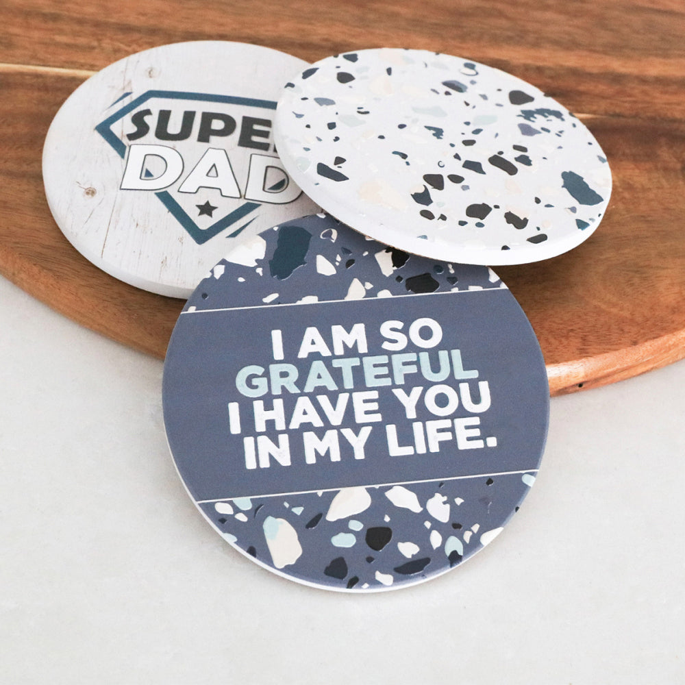 8PK Splosh Fathers Day 10.5cm Ceramic Grateful Coaster Round