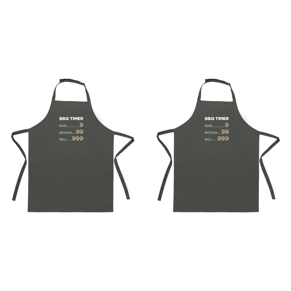 2x Splosh Fathers Day 90cm Polyester BBQ Timer Apron Cooking/Grilling Bib Black