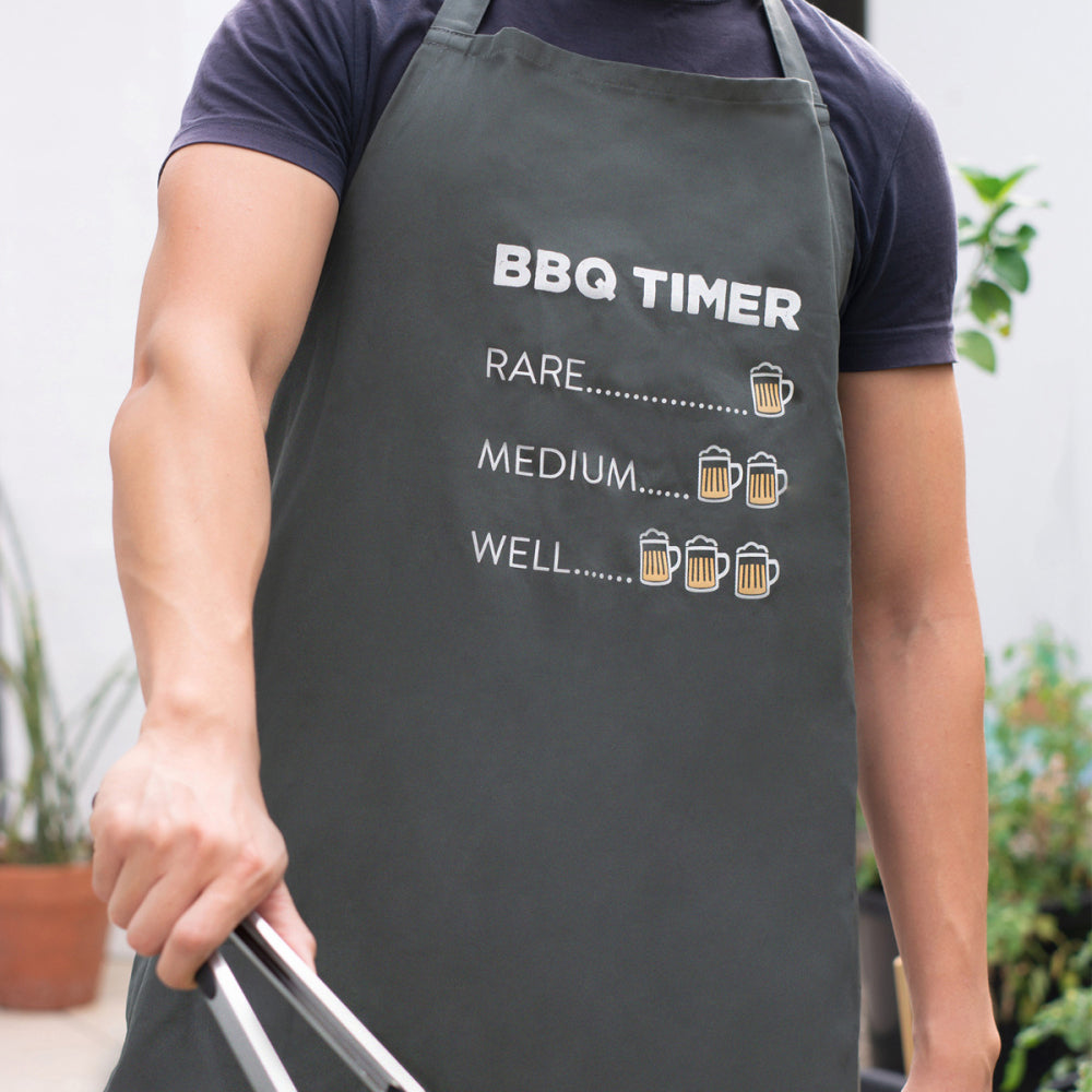 2x Splosh Fathers Day 90cm Polyester BBQ Timer Apron Cooking/Grilling Bib Black