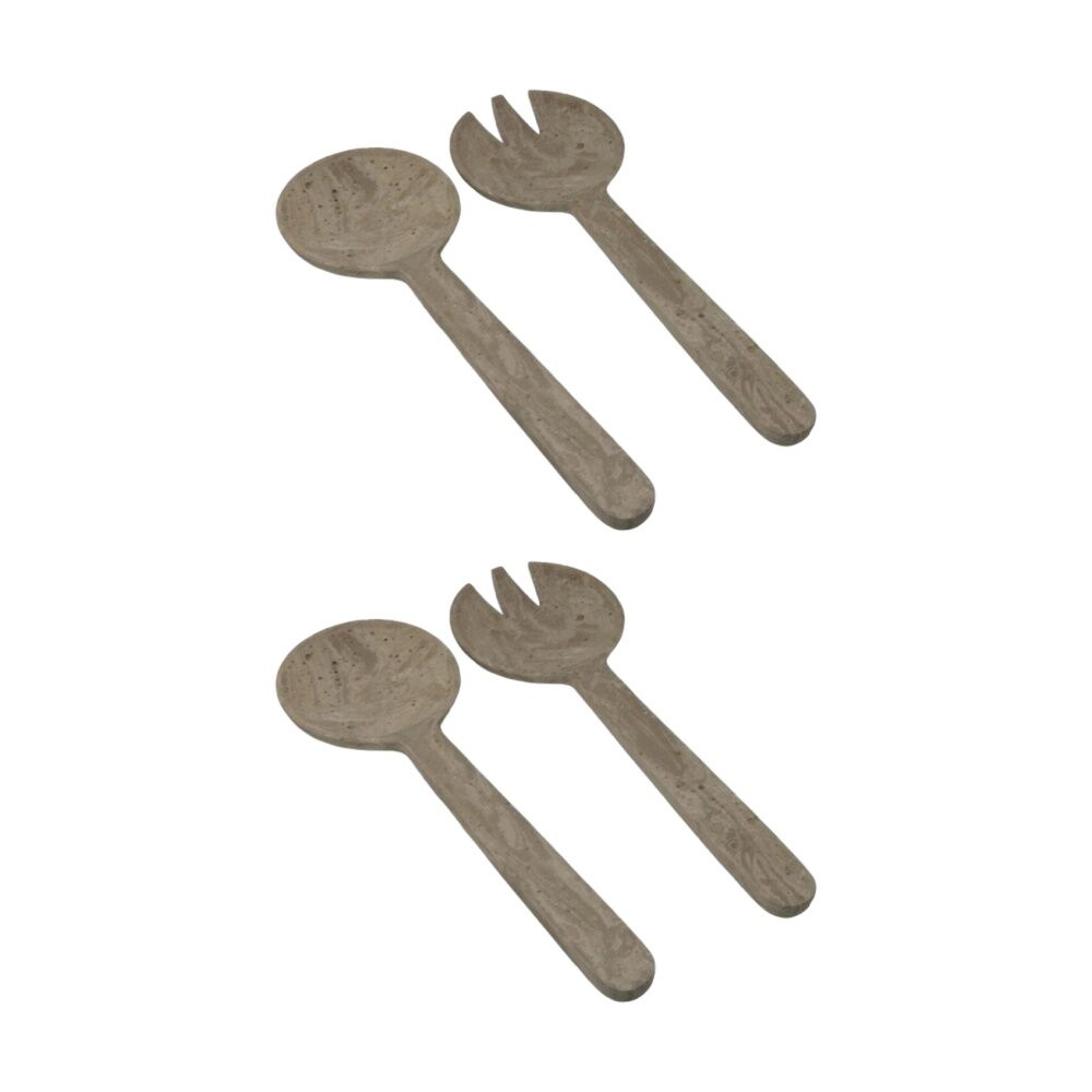 2x 2pc SS Collective Terrazzo Style Salad Servers Fork & Spoon Utensil Set 32cm