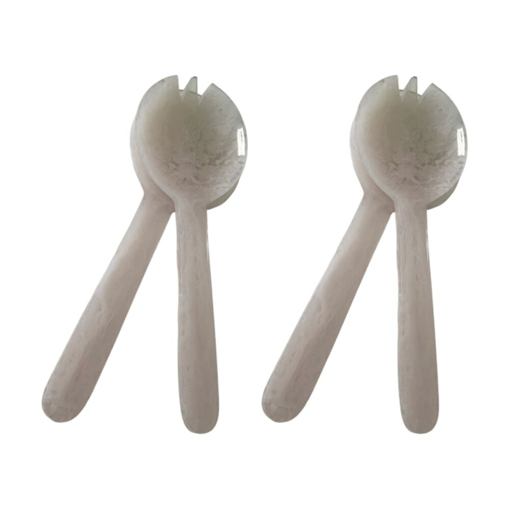 2x 2pc SS Collective Alabaster Resin Salad Servers Utensil Set 31x12cm