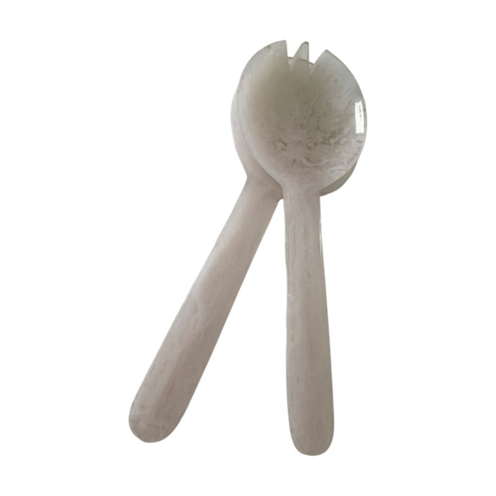 2x 2pc SS Collective Alabaster Resin Salad Servers Utensil Set 31x12cm