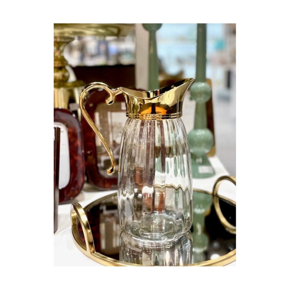 SS Collective Tall Epoque Pitcher/Jug Clear W/ Gold Handle & Spout 2L