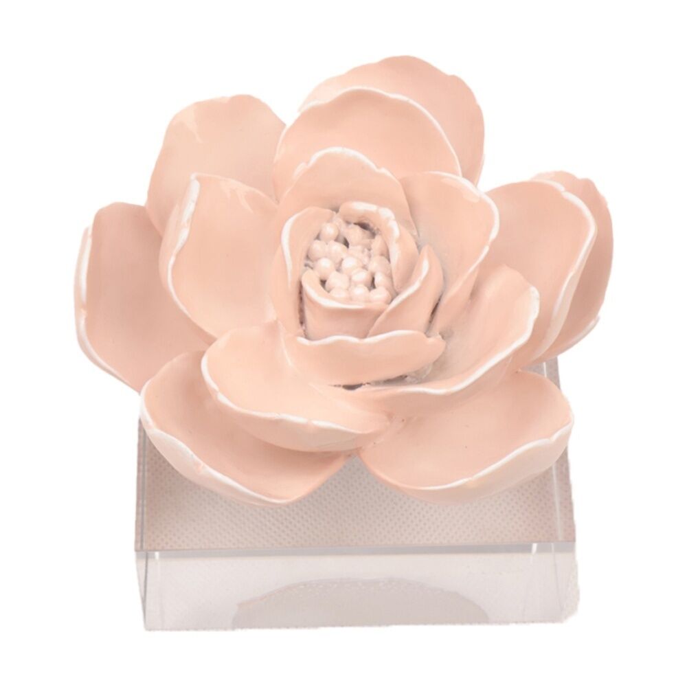 SS Collective Camelia Floral Resin W/ Acrylic Base Decorative Piece Pink