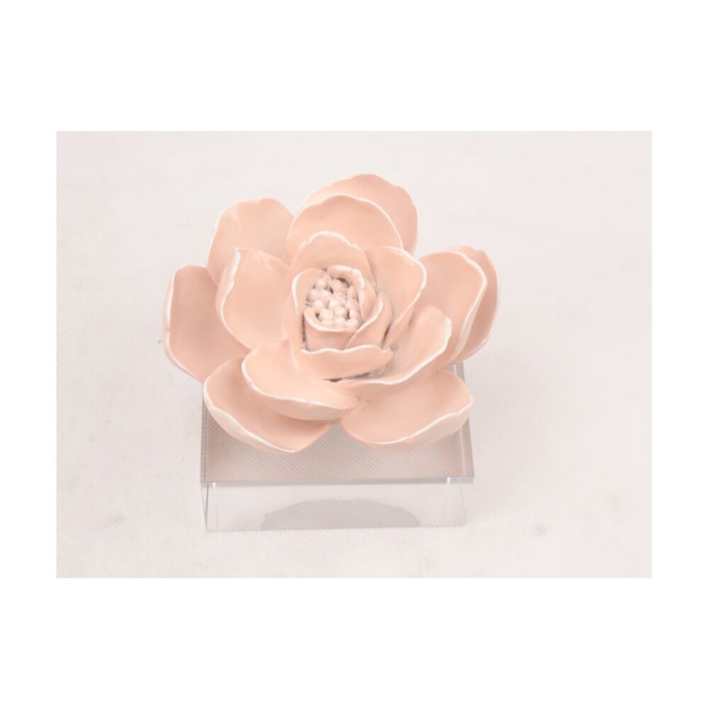 SS Collective Camelia Floral Resin W/ Acrylic Base Decorative Piece Pink