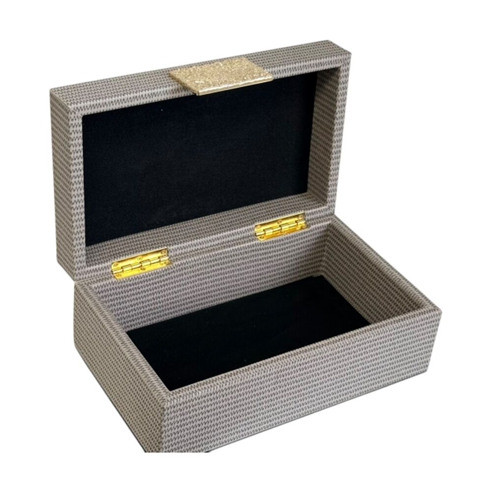 2PK SS Collective Mocha Decorative Box With Textured Gold Latch 25x15x10cm