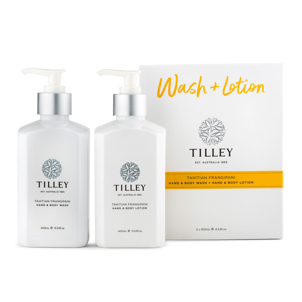 2pc Tilley Classic White Tahitian Frangipani Wash & Lotion Set Hand Body 2x400ml