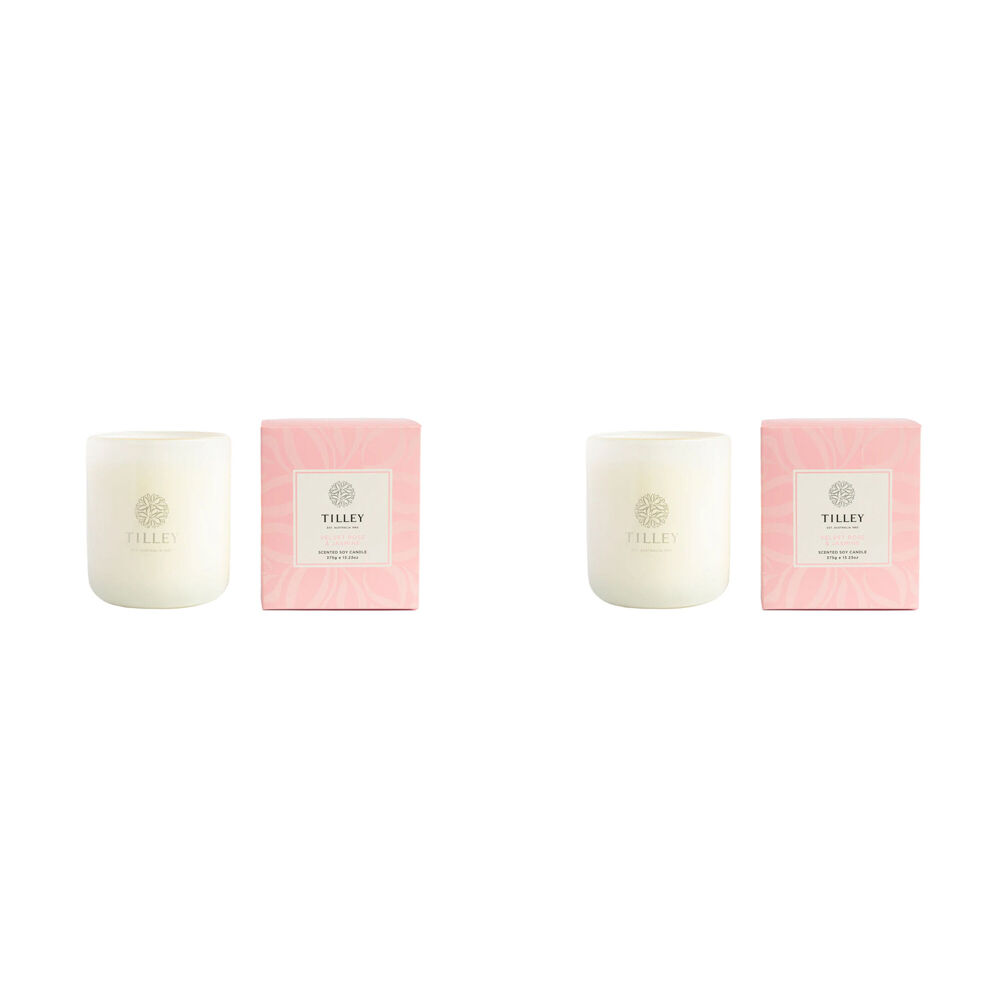 2PK Tilley Classic White Velvet & Rose Soy Candle Scented 375g