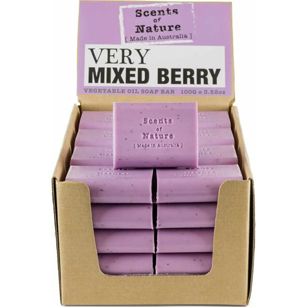 40PK Scents of Nature Very Mixed Berry Scent Vegetable Oil Soap Bar 100g Purple