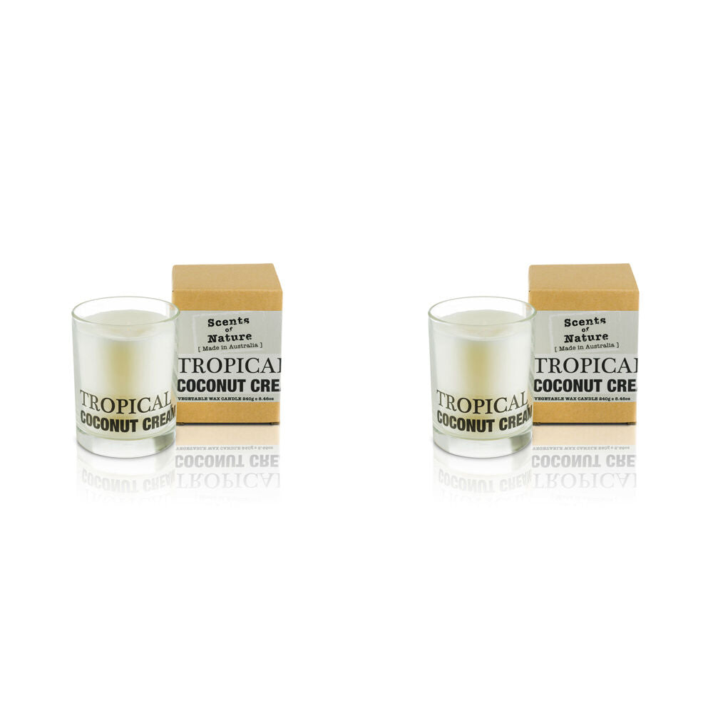 2PK Scents Of Nature Tropical Coconut Cream Soy Candle Scented 240g