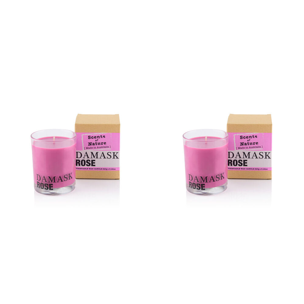 2PK Scents Of Nature Damask Rose Soy Candle Scented 240g