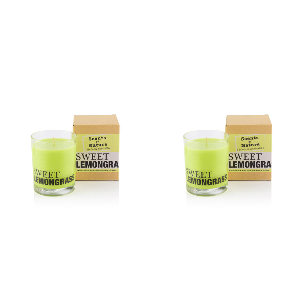 2PK Scents Of Nature Sweet Lemongrass Soy Candle Scented 240g