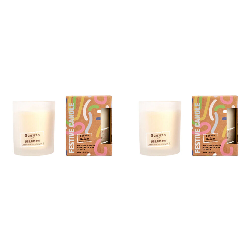 2PK Scents Of Nature Festive Candle Fir Tree & Musk Scented 240g