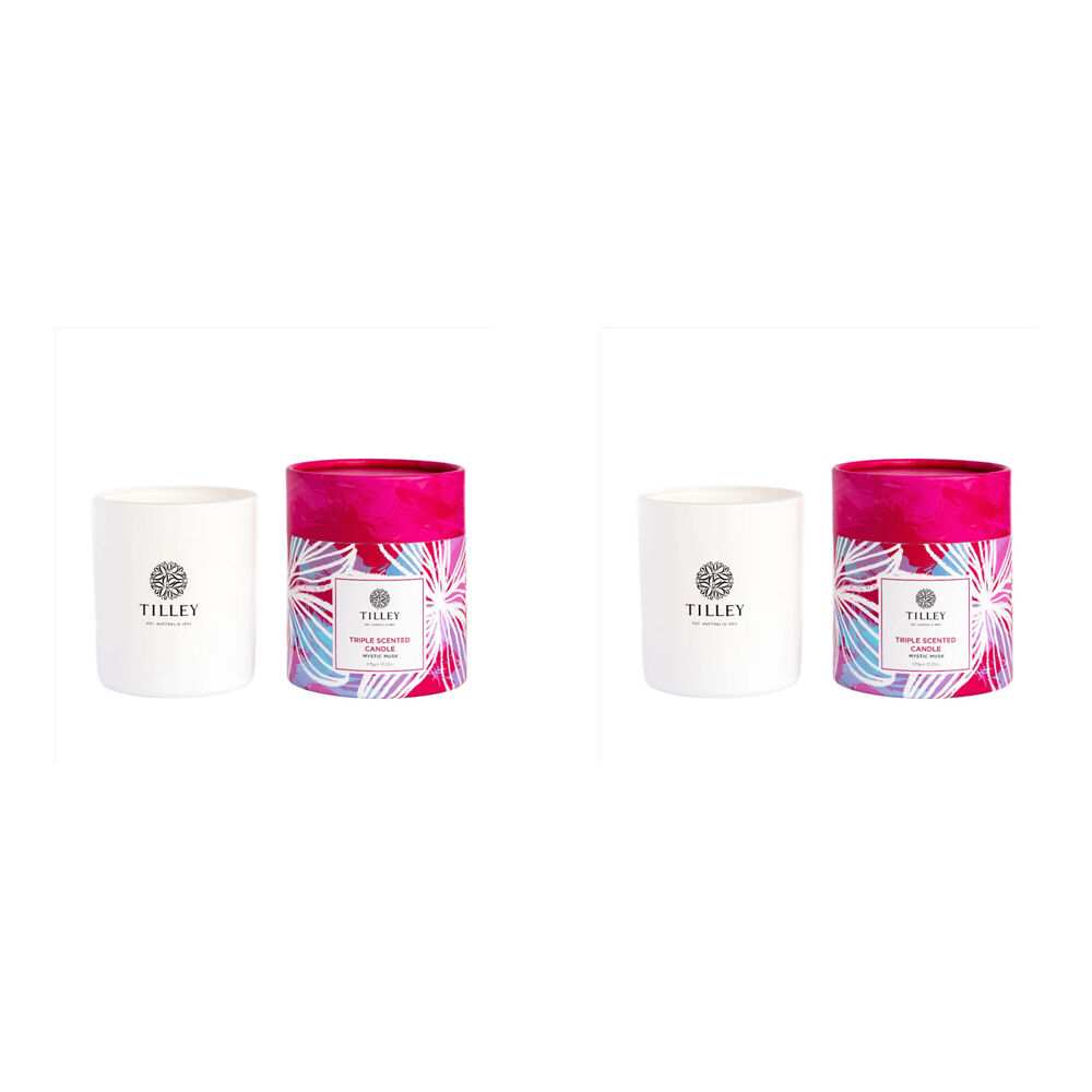 2PK Tilley Classic White Triple Scented Soy Candle Mystic Musk 375g