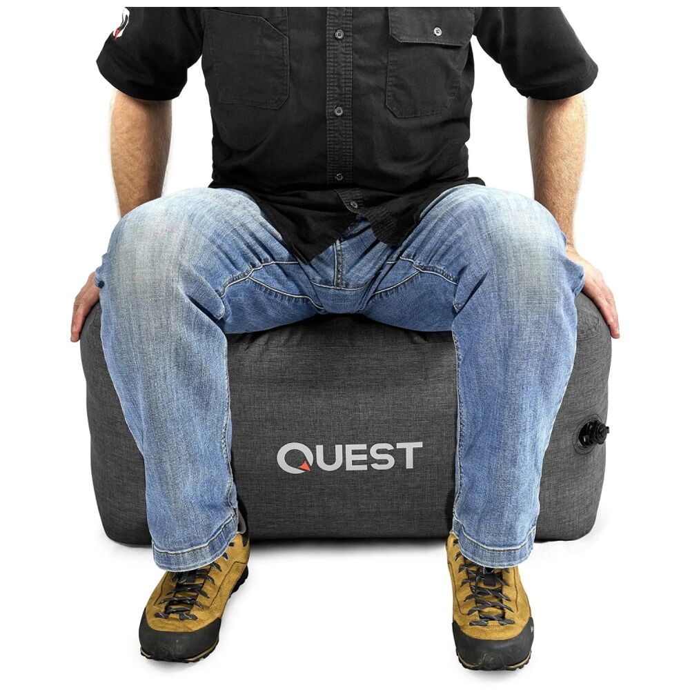 Quest Outdoors Air Foot Stool Inflatable Water-Resistant Drawstring Bag Grey