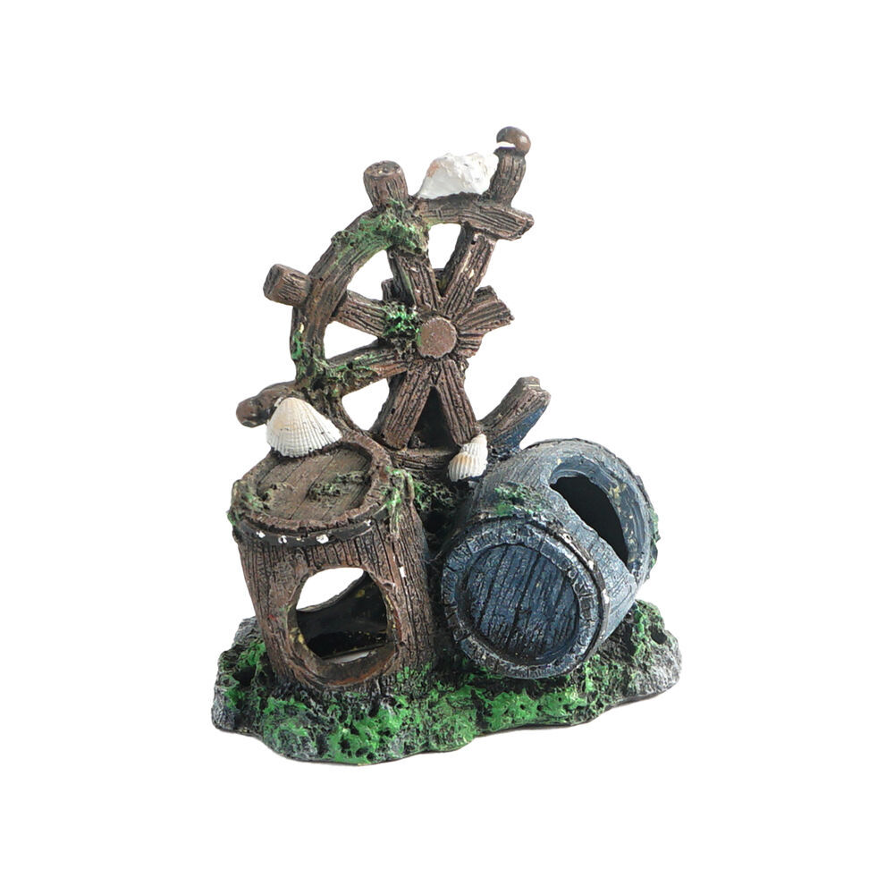 3PK Dudley's World Of Pets Wheel & Barrels Aquarium Decoration