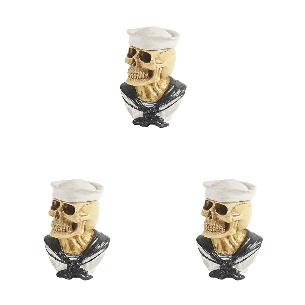 3PK Dudley's World Of Pets Sailor Skull Aquarium Decoration
