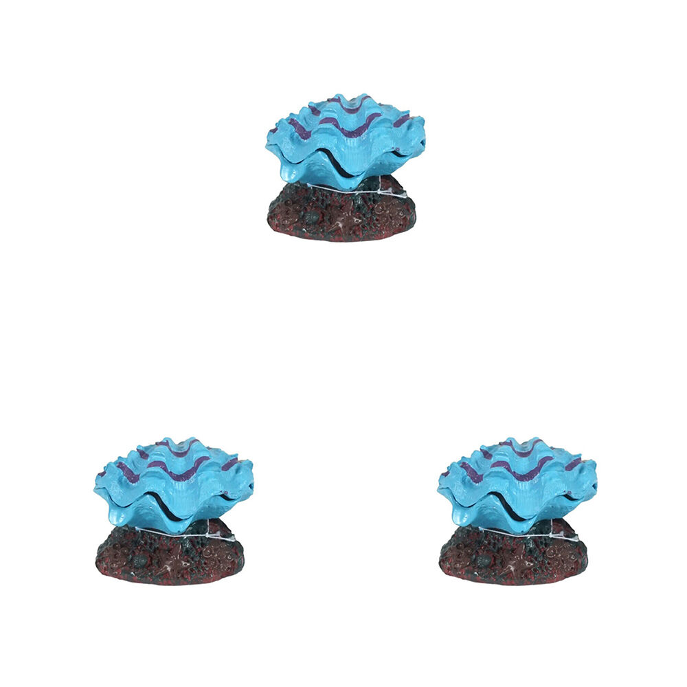 3PK Dudley's World Of Pets Aquarium/Fish Tank Resin Clam Air Decor 9cm