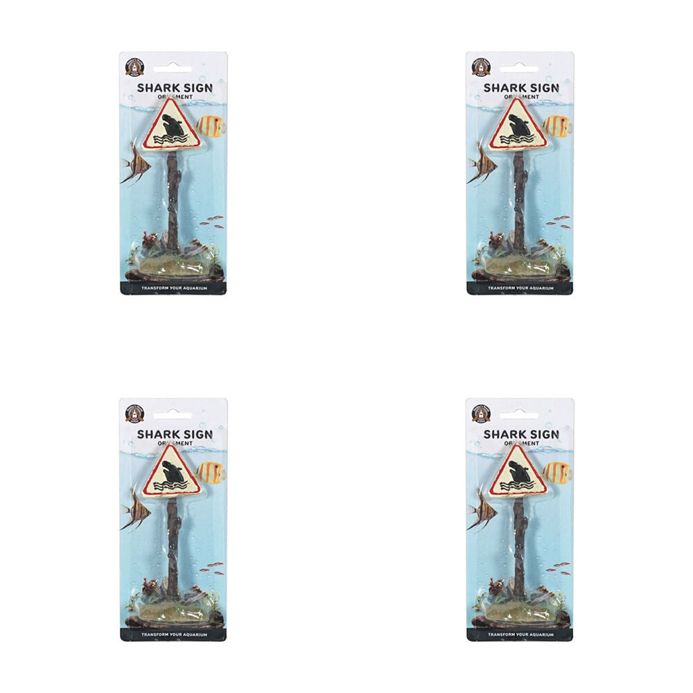 4PK Dudley's World Of Pets Aquarium/Fish Tank Shark Symbol Sign Decor 21cm