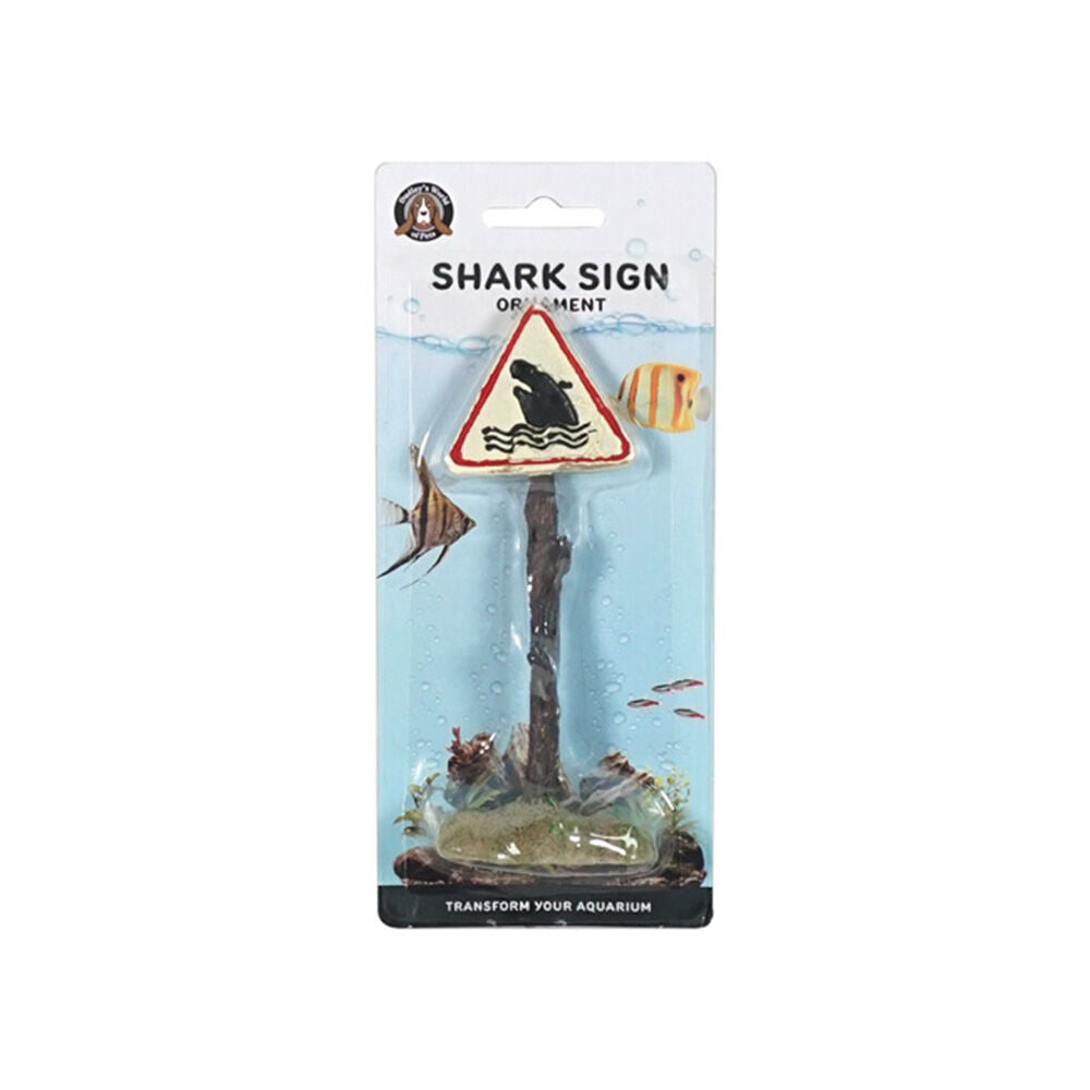 4PK Dudley's World Of Pets Aquarium/Fish Tank Shark Symbol Sign Decor 21cm