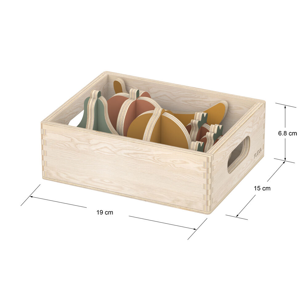 8pc Flexa Wooden Pretend Fruits in Crate for Kids/Toddler 2y+